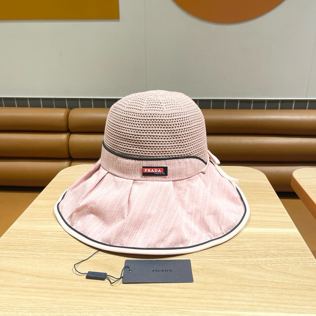 Prada Stylish Bow Fisherman Hat   Sunhat - Image 1