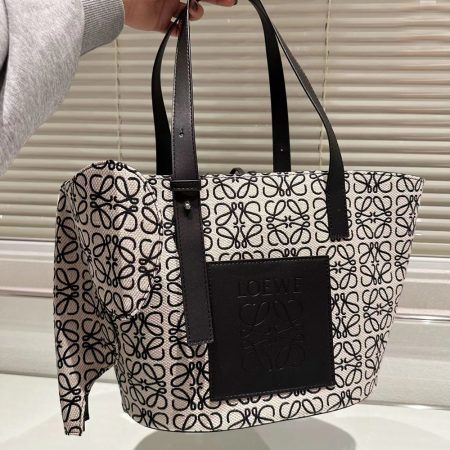 Loewe Basket Anagram Jacquard Fabric Patchwork Cowhide - Image 4