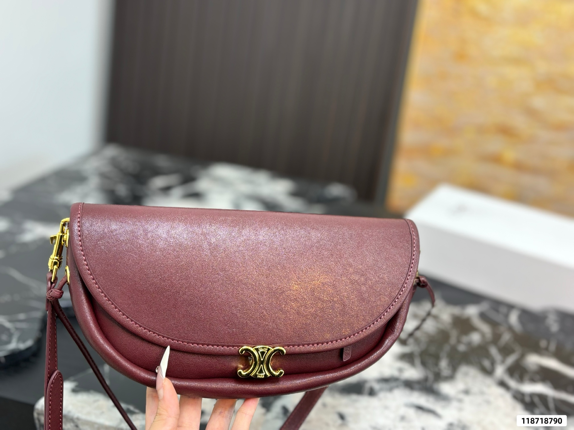 Céline Soft Triomphe Half-Moon Bag - Image 5