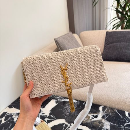 Saint Laurent Nero Raffia Kate Shoulder Bag - Image 3