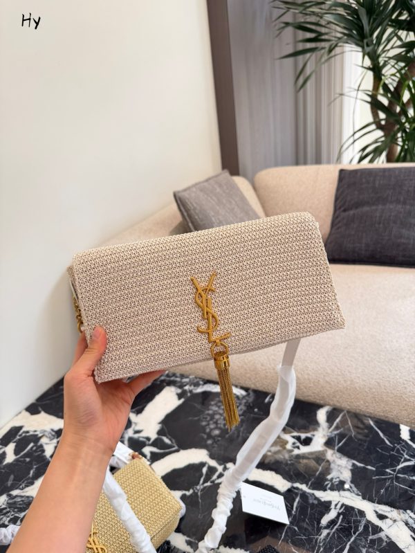 Saint Laurent Nero Raffia Kate Shoulder Bag