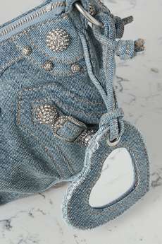 BALENCIAGA Le Cagole small embellished denim shoulder bag - Image 3