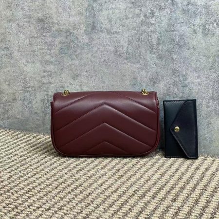 YSL Loulou Mini Chain Crossbody Bag Burgundy - Image 2