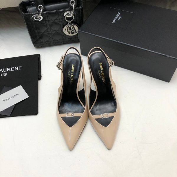 YSL Patent Leather Slide Heels with Buckle – 10.5CM