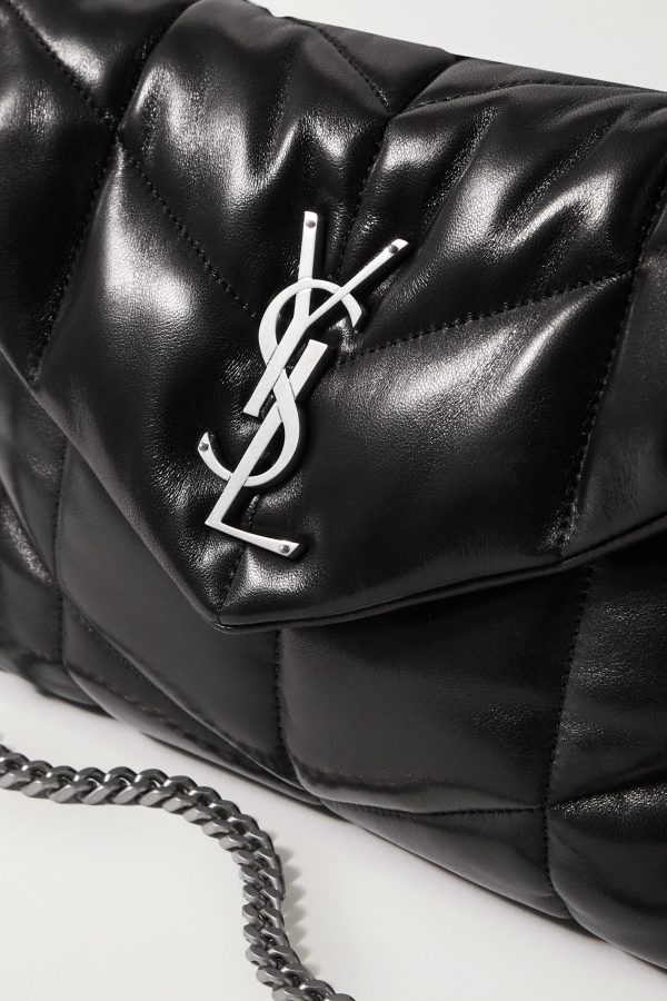 SAINT LAURENT Loulou Puffer small quilted leather shoulder bag black