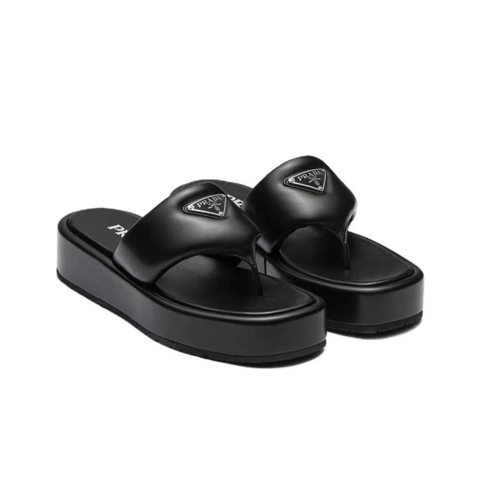 Prada Soft-Soled Leather Flip-Flops Slide Sandal - Image 1