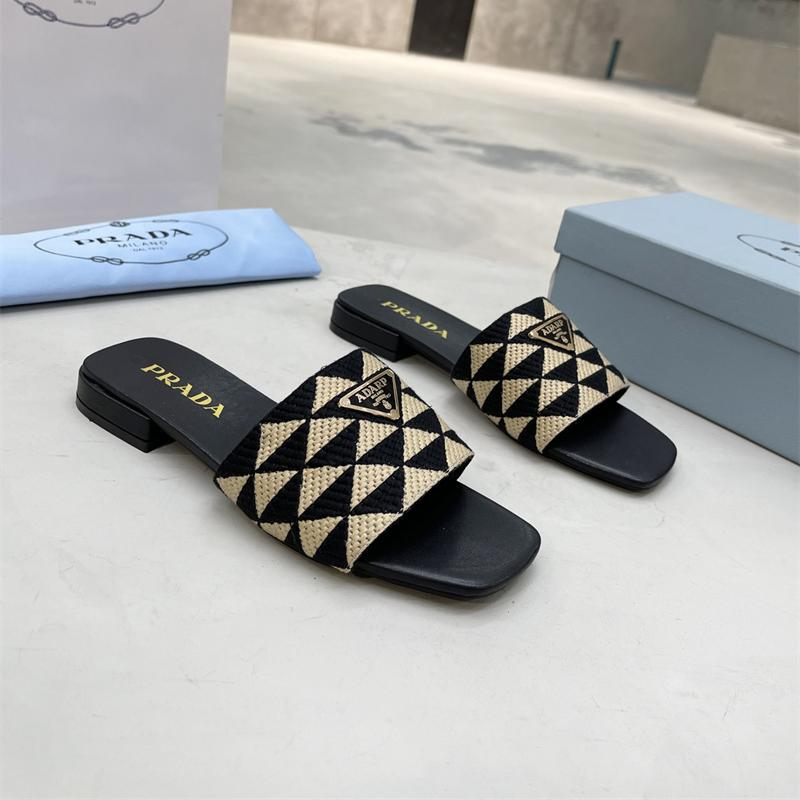 Prada Fabric Flat Bottom Slide Sandal - Image 3