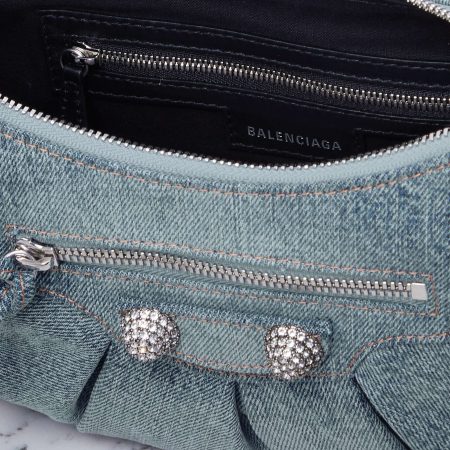 BALENCIAGA Le Cagole small embellished denim shoulder bag - Image 4