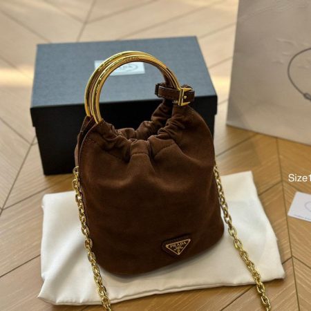 Prada Brown Suede Mini Bag - Image 3