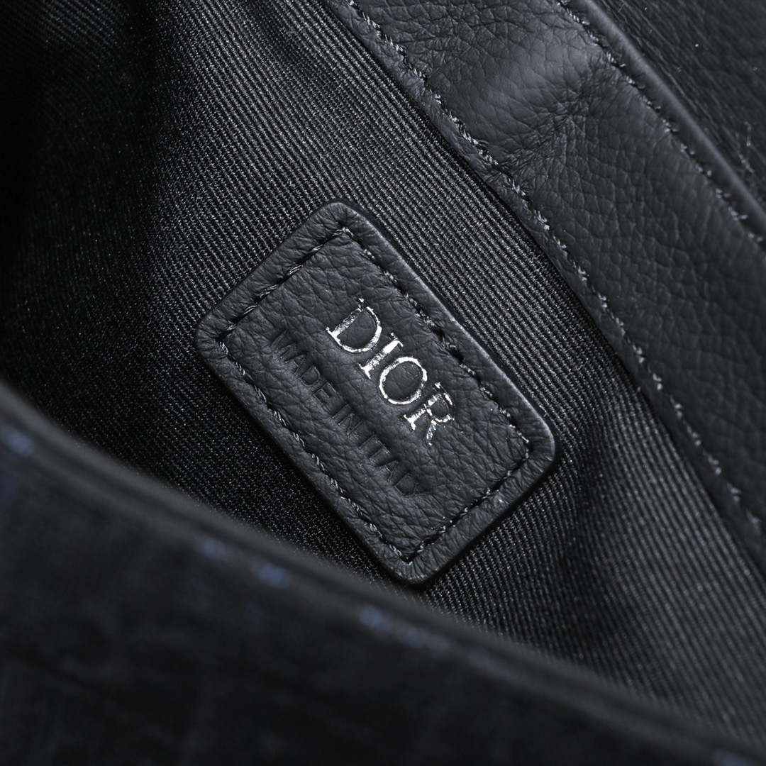 Dior Shoulder Body Bag Oblique Saddle Messenger Pouch Black - Image 9