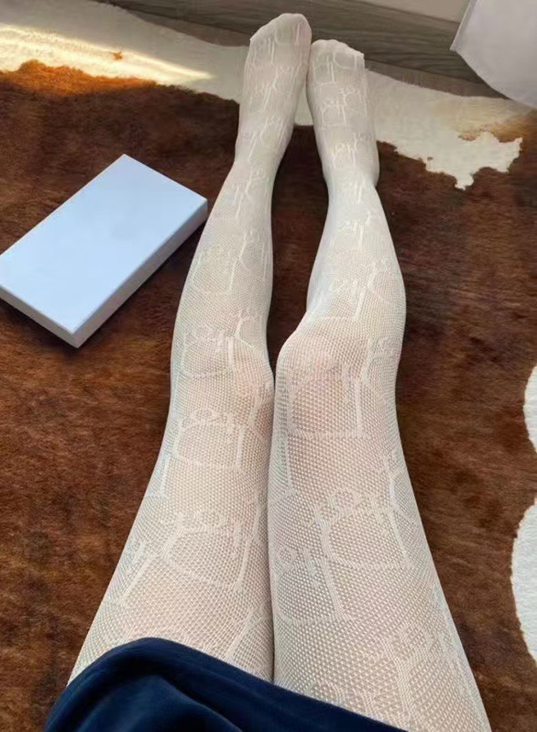 Dior Large D Letter Fishnet Tights - Image 1
