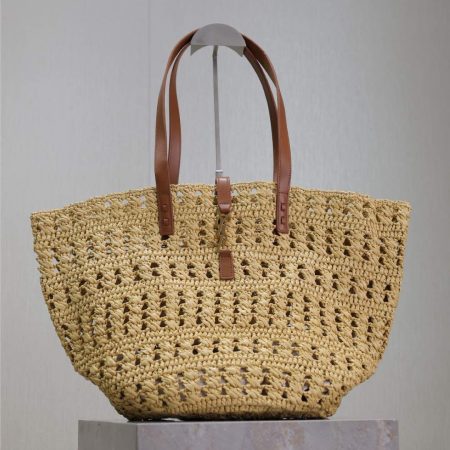 YSL Saint Laurent PANIER Medium bag in raffia - Image 4