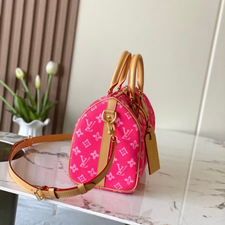 LV Speedy Bandoulière 25 Monogram Anniversary Canvas Bag Red - Image 3