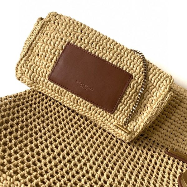 YSL Saint Laurent Raffia Icare Shopping Tote Bag
