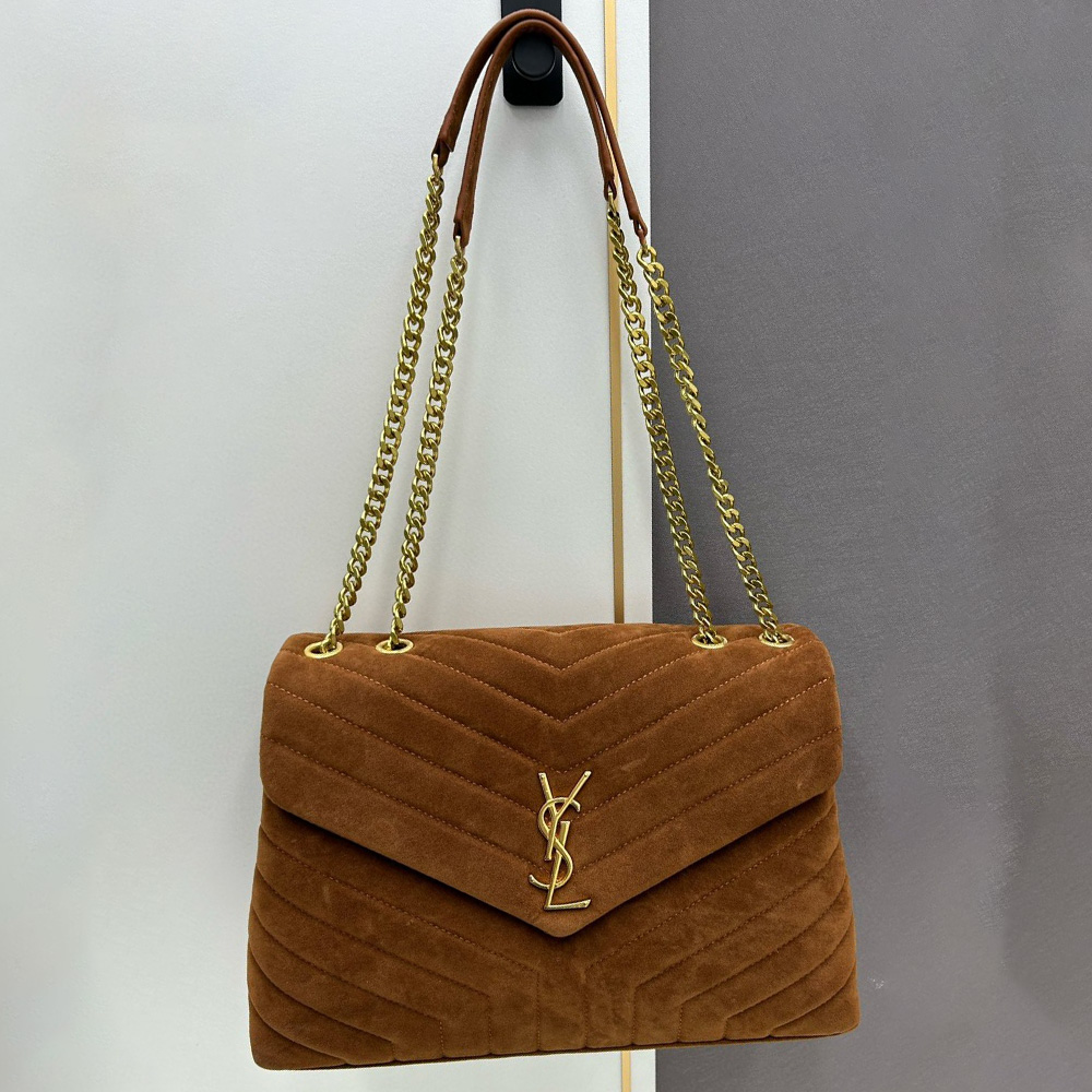 YSL LouLou Quilted Suede Bag - Image 4