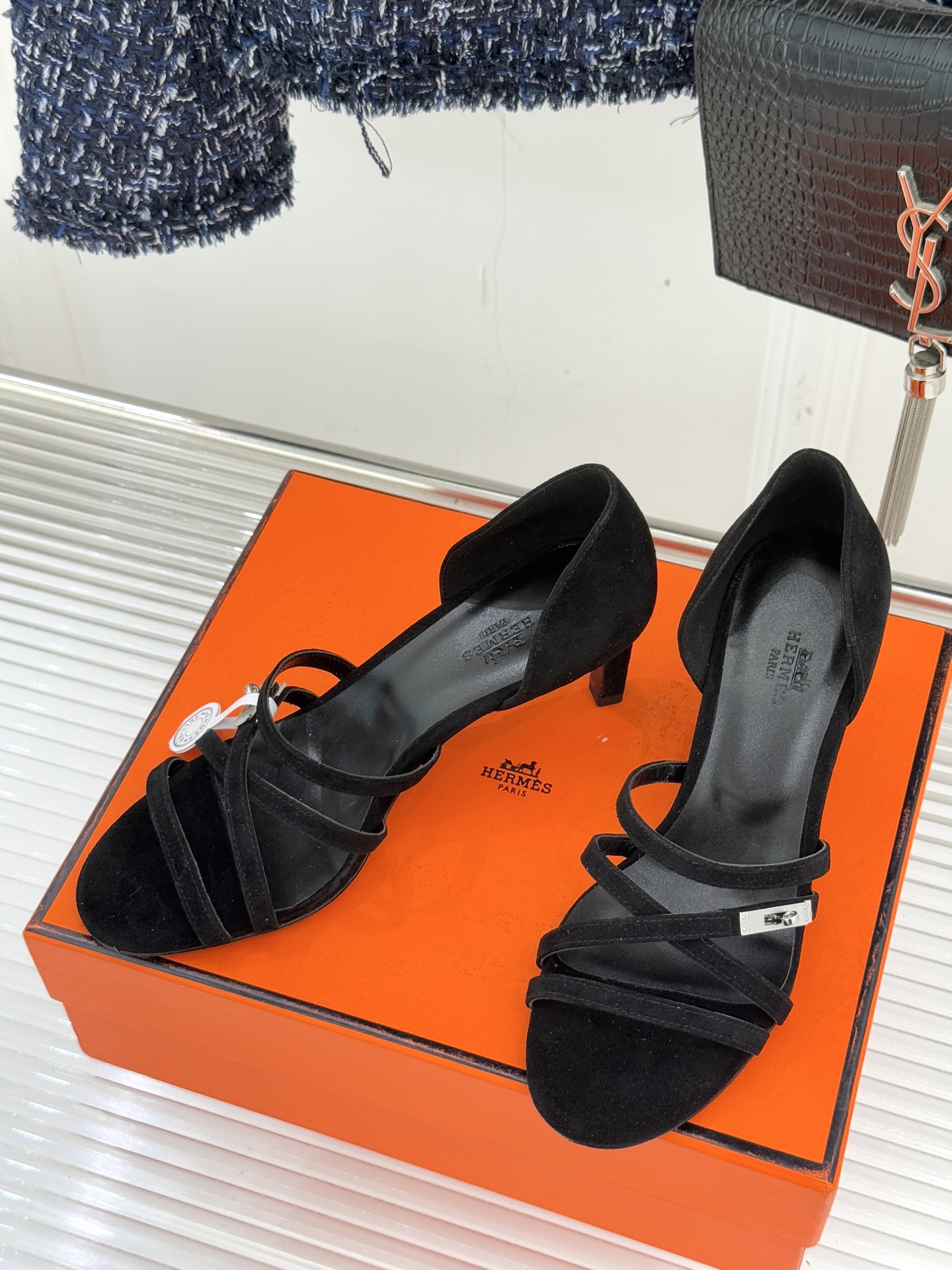 Hermès Kelly Buckle Thin-Strap Kitten-Heel Sandals - Image 2