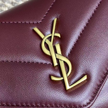 YSL Loulou Mini Chain Crossbody Bag Burgundy - Image 5