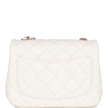 Chanel Classic Flag Bag Pearl Crush Mini Square Flap Bag White   Light Gold Hardware - Image 6