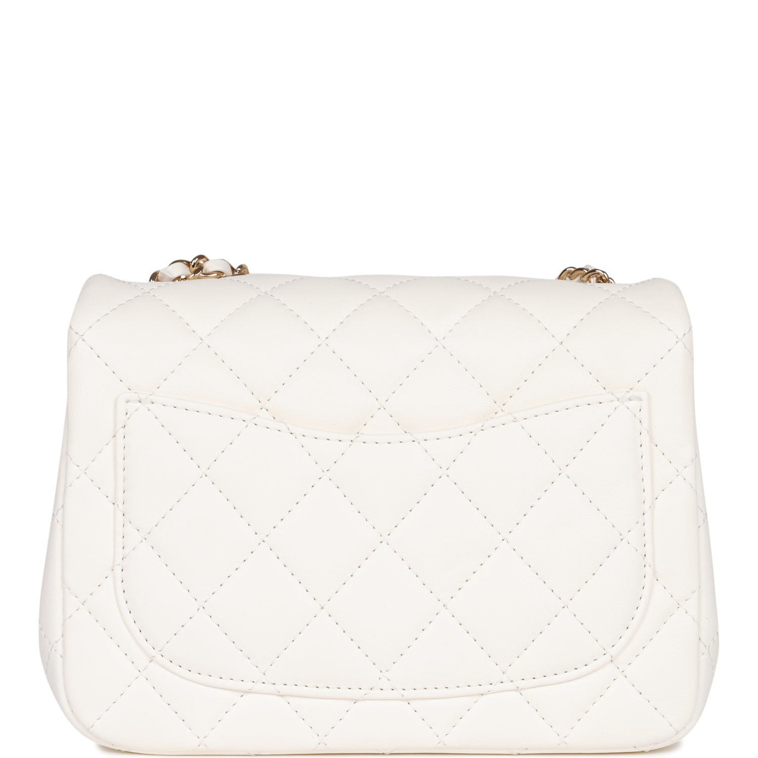 Chanel Classic Flag Bag Pearl Crush Mini Square Flap Bag White   Light Gold Hardware - Image 6