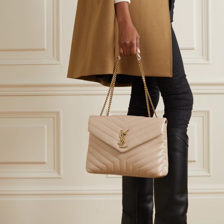 SAINT LAURENT YSL Loulou Medium Quilted Leather Shoulder Bag Beige - Image 5