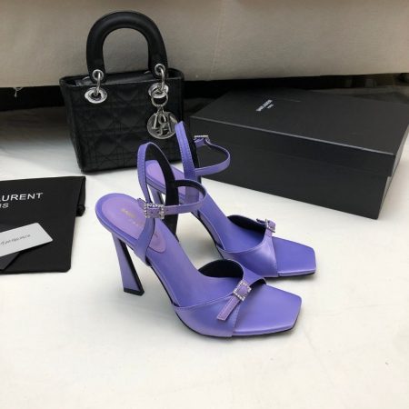 Saint Laurent YSL Silk Buckle Open Toe 10.5cm Slide Sandal - Image 3