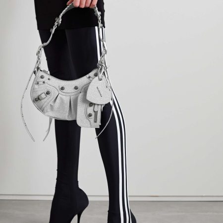BALENCIAGA Le Cagole XS studded metallic canvas shoulder bag grey - Image 3