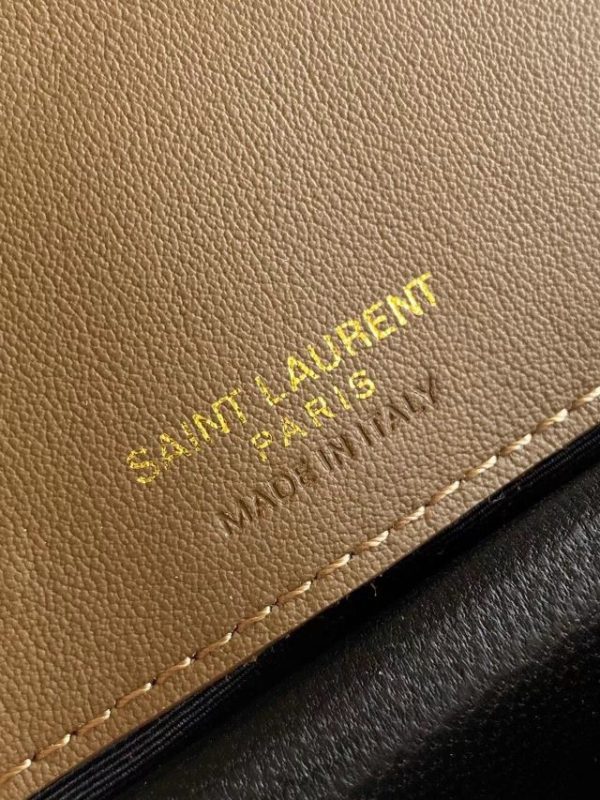 Saint Laurent YSL LOULOU small in MATELASSé suede in Brown
