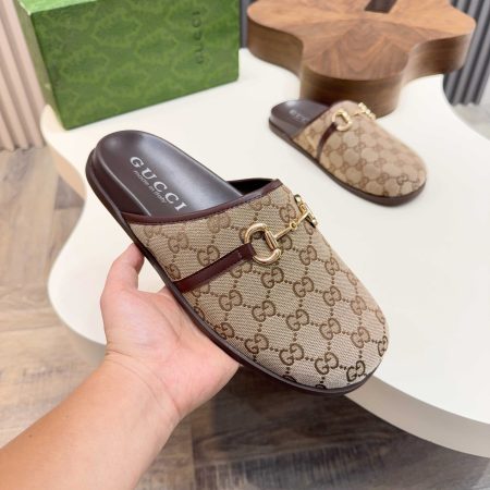 Gucci Horsebit GG Canvas Men Mules - Image 10