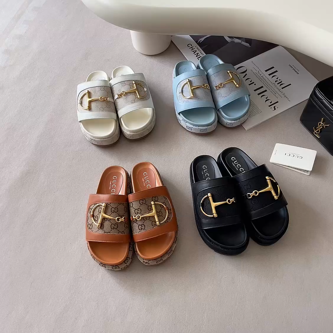 Gucci 26P G-Buckle Chunky-Soled Slippers - Image 1