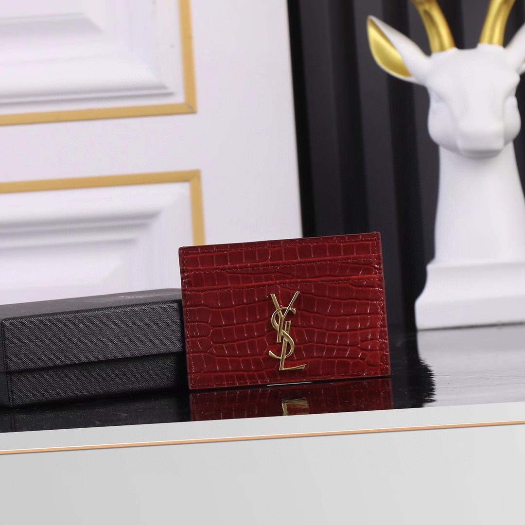 Saint Laurent YSL Crocodile Print Card Bags - Image 5