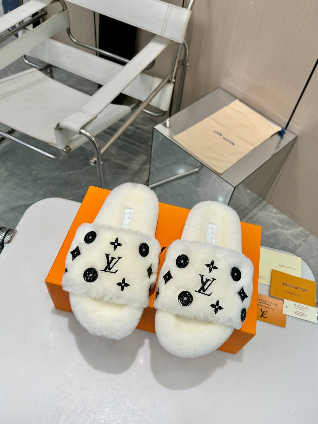 LV Fuzzy Slippers - Image 1