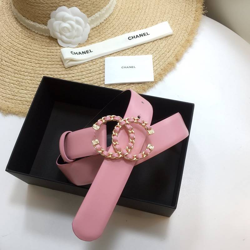 Chanel Belt With Double C Buckle Pink with Gold mix Pink Hardware Women Belt 30MM - Image 1