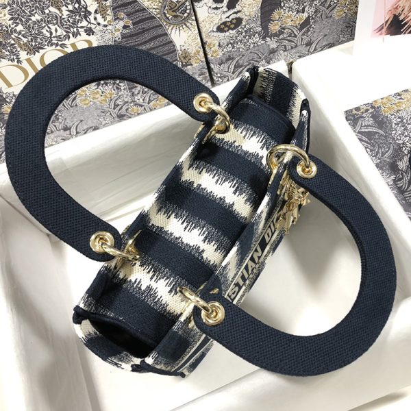 Dior The LADY D-LITE Bag Blue D-Stripes Embroidery M0565ORFQ_M928