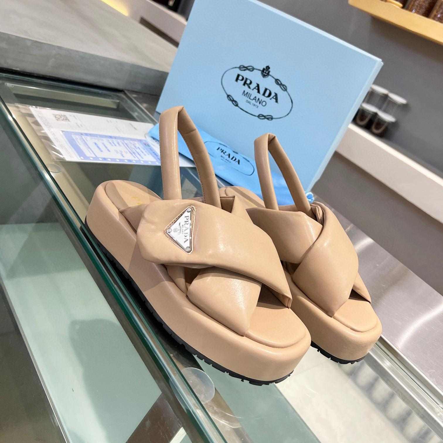 Prada Leather Peep-toe Beach Sandals Slide - Image 6