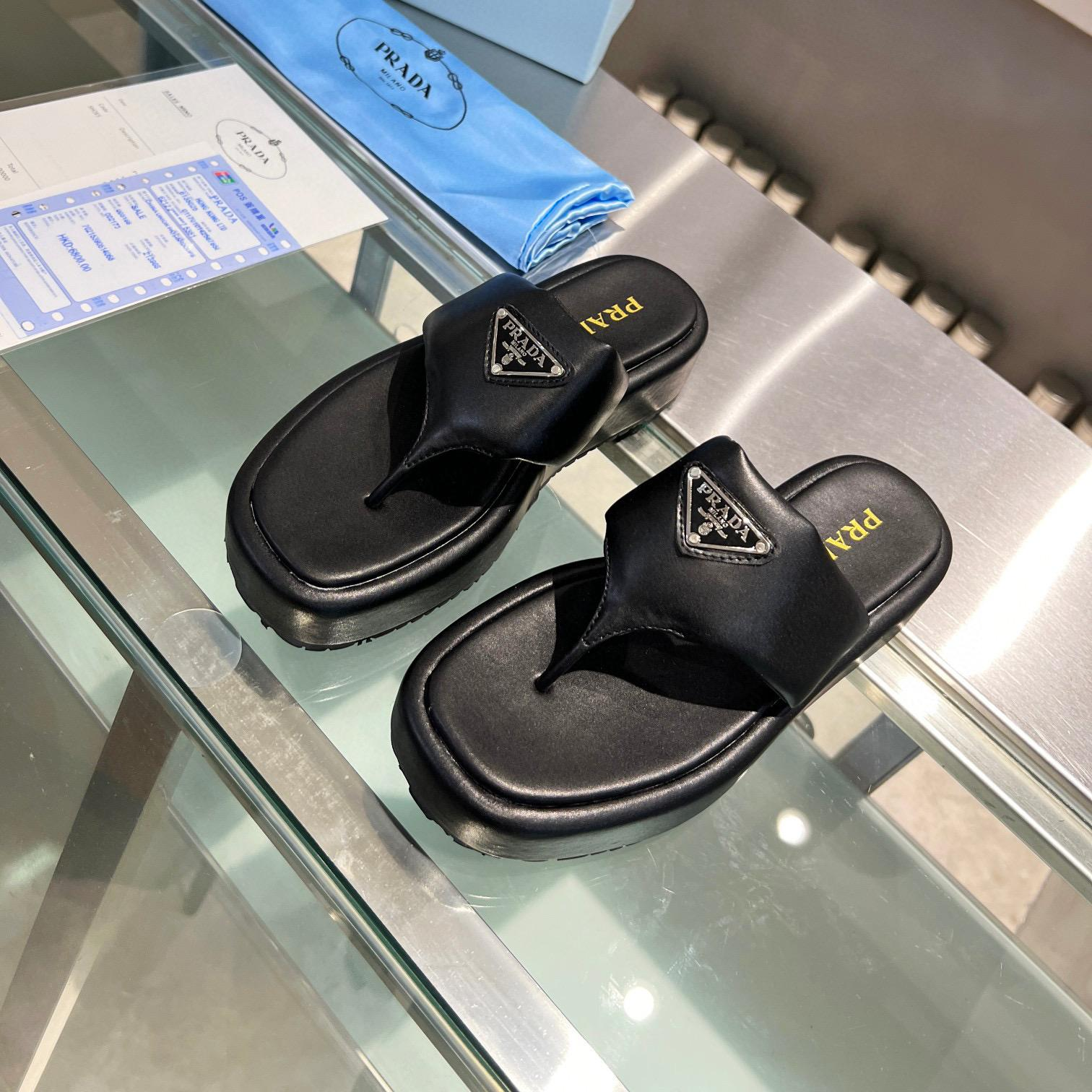 Prada Soft-Soled Leather Flip-Flops Slide Sandal - Image 4