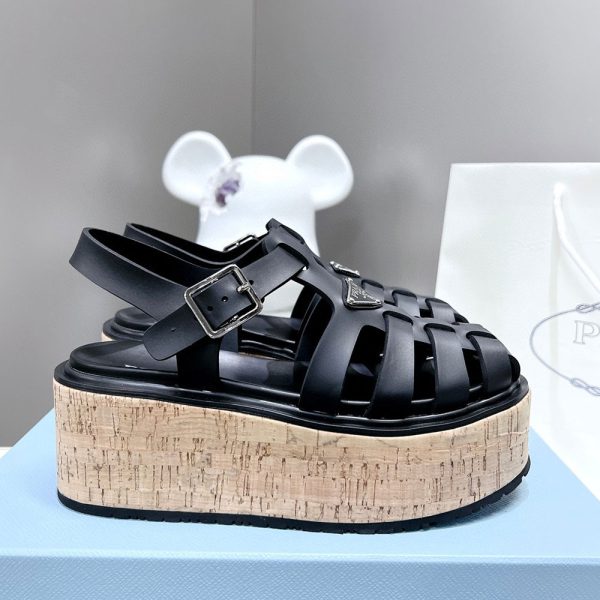 Prada   Rubber Wedge With Thick Sole Sandals Slide
