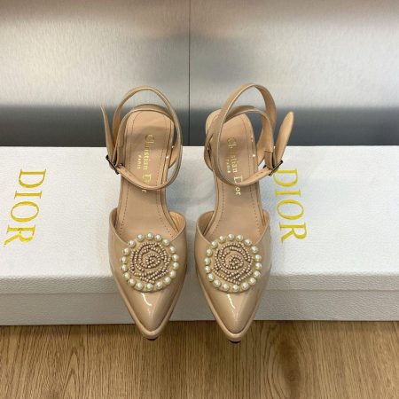 Dior Pearl Beading Flower Ankle Strap Slingbacks - Image 2