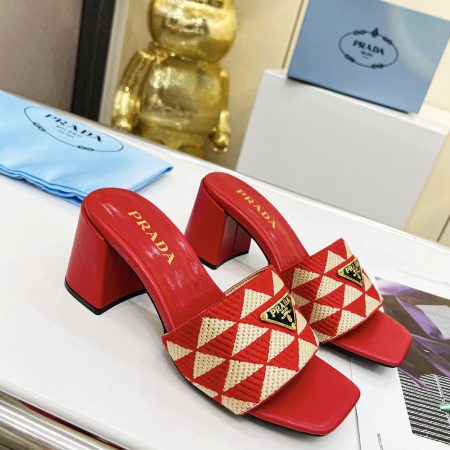 Prada Fabric Chunky Heels Sandals Slide - Image 7