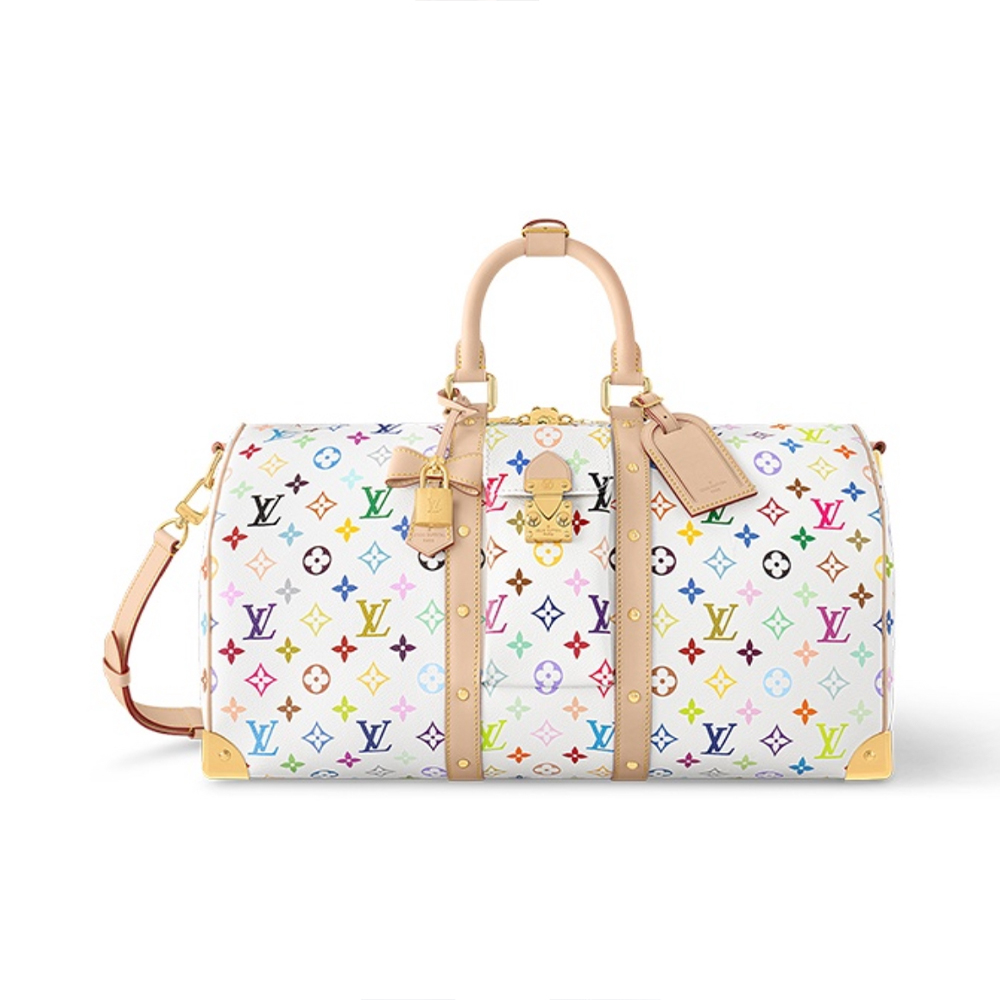 LV x TM KEEPALL BANDOULIèRE 45 Travel Bag White - Image 1