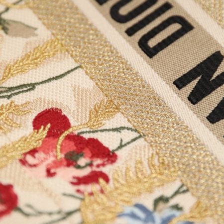 Dior Book Tote Natural Multicolor Raffia Embroidered With Dior Petites Fleurs - Image 4
