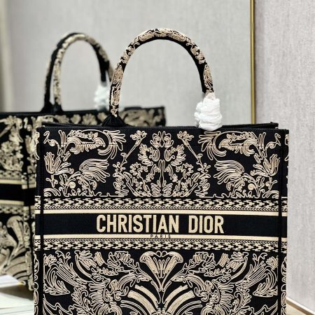 Dior Book Tote Large Black and White Ornamental Cornely-Effect Embroidery - Image 1