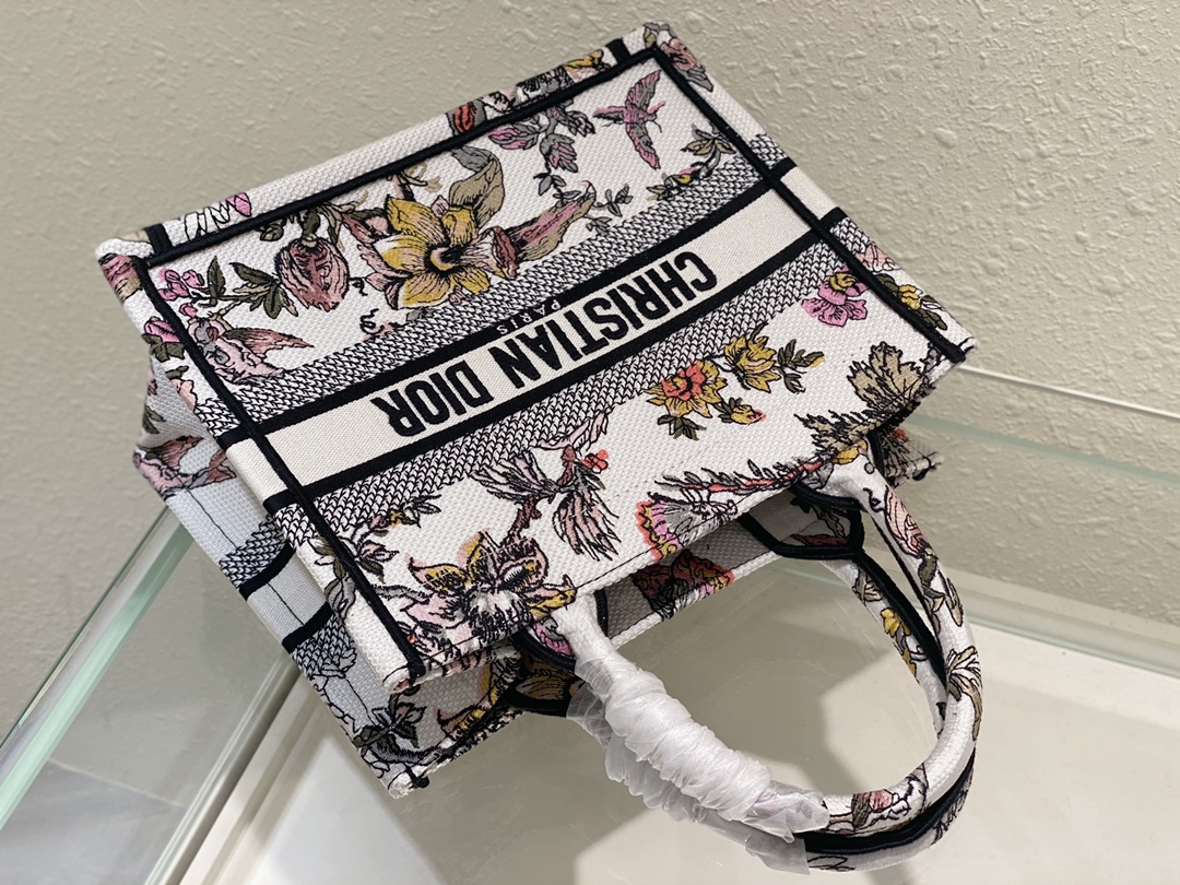 Dior Book Tote Small White Multicolor Dior Jardin Botanique Embroidery - Image 5