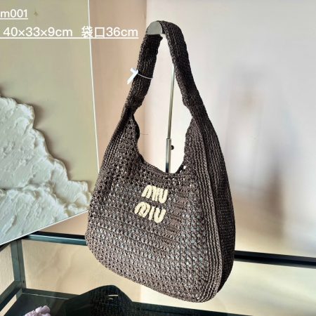 Miu Miu Raffia-effect Woven Shoulder Bag 10A