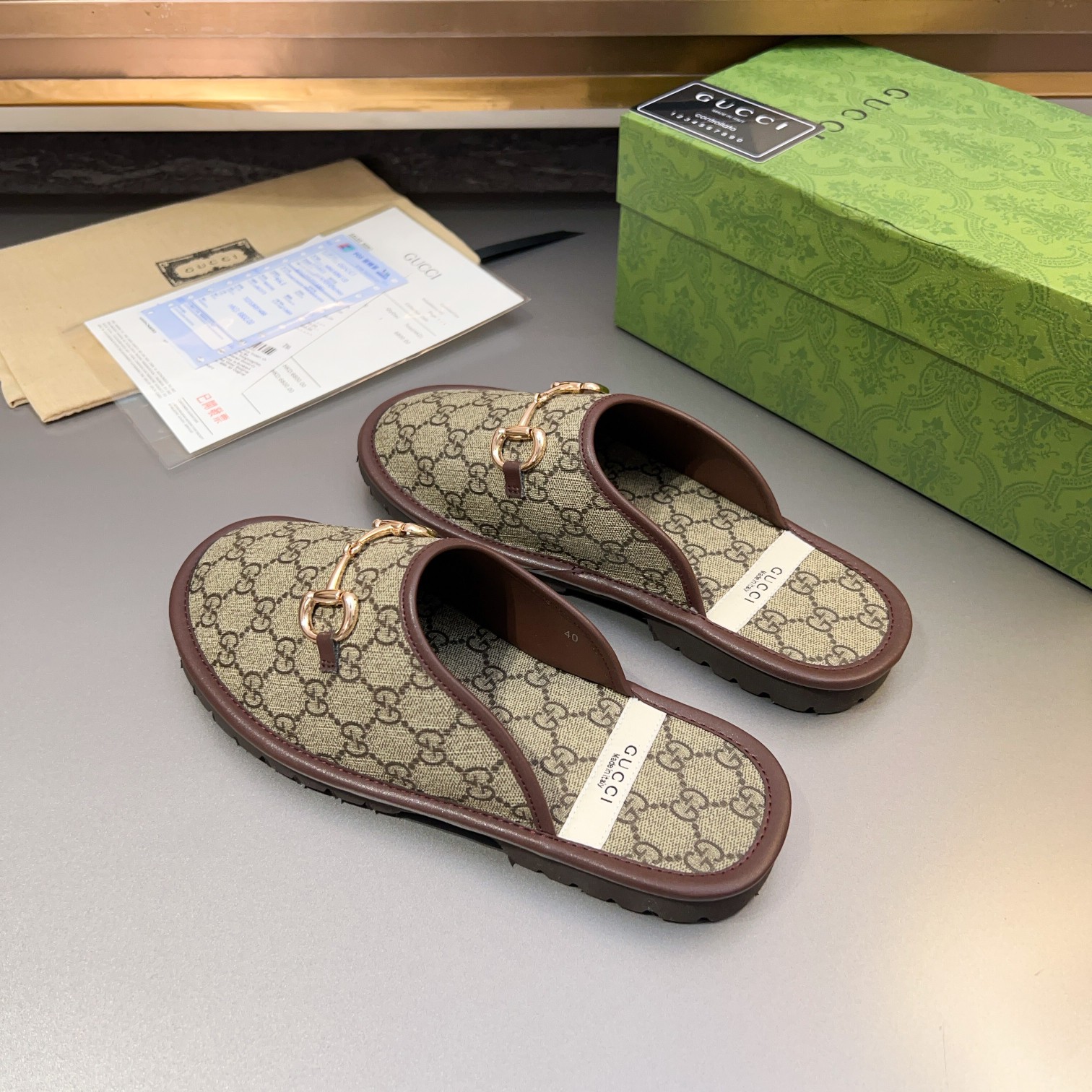 Gucci Monogram Horsebit Men Flat Mules - Image 5