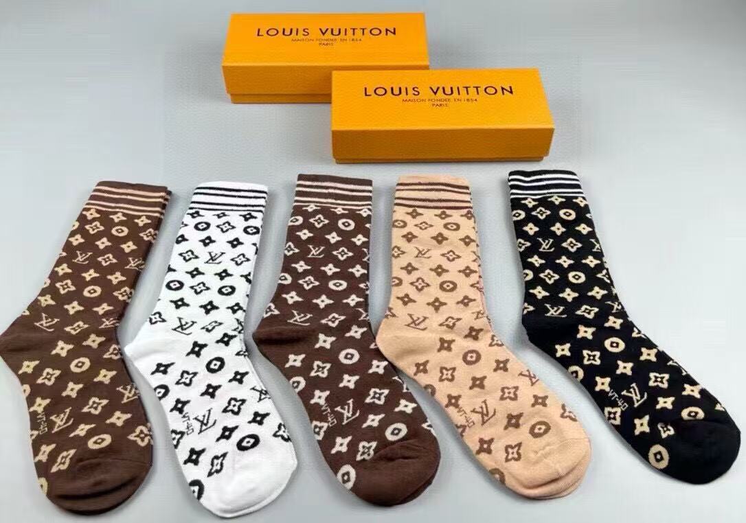 Lv Knee-High Socks [5 pairs per box] - Image 1