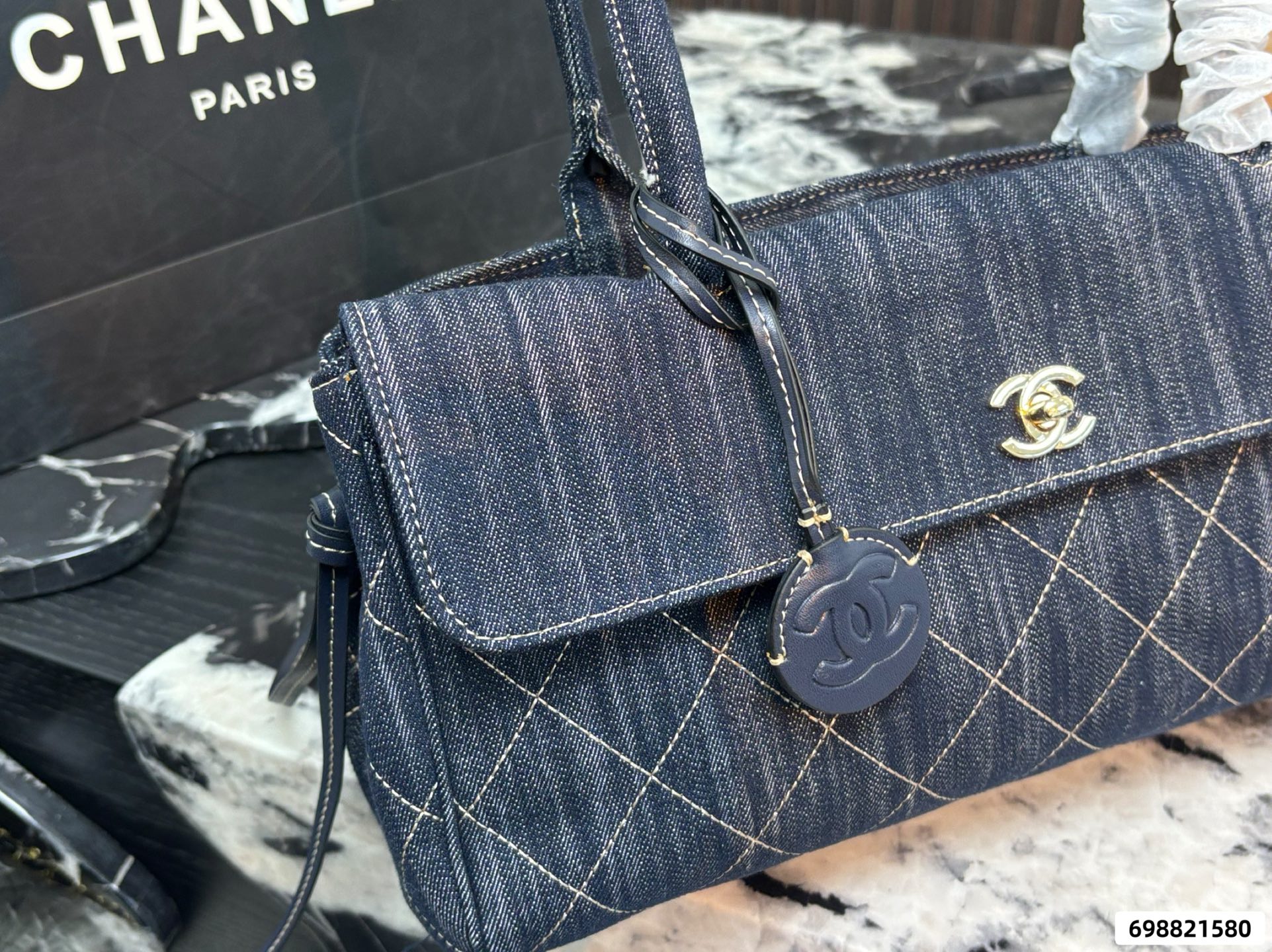 Chanel 26S Denim Baguette Bag - Image 2