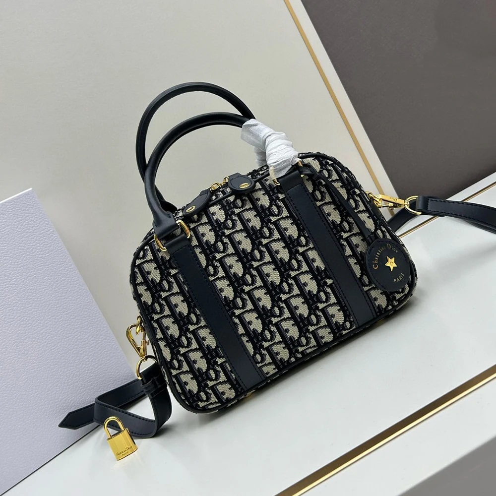 Dior Canvas Bowling Handbag - Image 5
