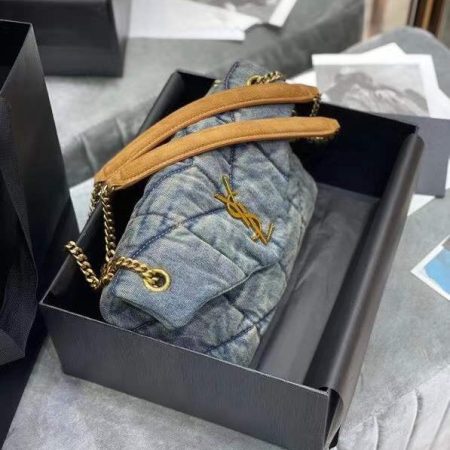 YSL Loulou Puffer Denim Leather Bag - Image 4