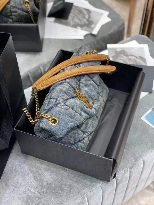 YSL Loulou Puffer Denim Leather Bag