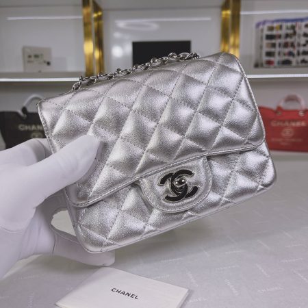 Chanel Quilted Silver Flap Bag - Image 2